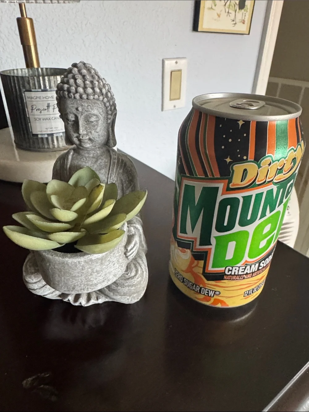 Ashland Gray Buddha Planter with Green Faux Succulent